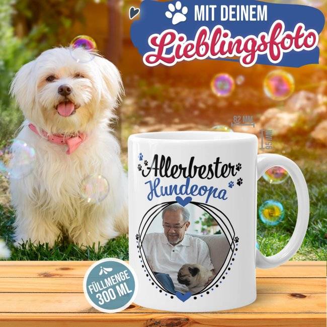 Tassendruck mit Spruch - Allerbester Hundeopa - mit Foto gestalten Kostenlose Rückgabe