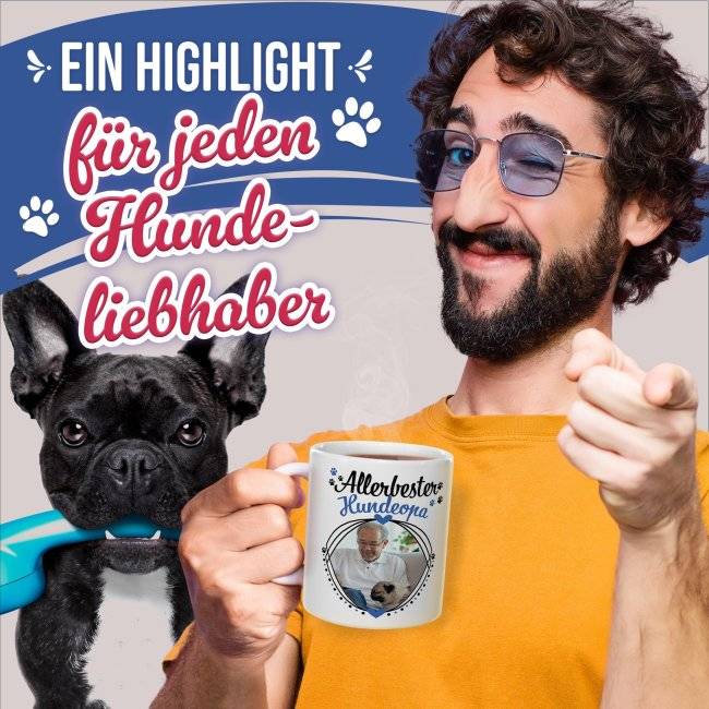 Tassendruck mit Spruch - Allerbester Hundeopa - mit Foto gestalten Kostenlose Rückgabe