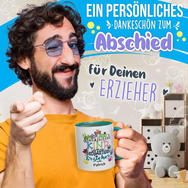 Tassendruck für Erzieher - Hinter jedem Kind - bunt - mit Name personalisierbar Zeitbegrenzte Promotion