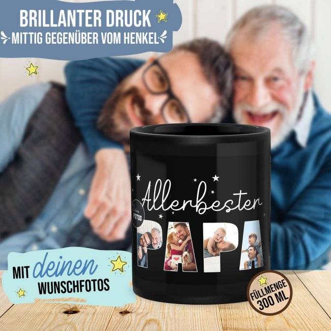 Tassendruck Schwarze - Allerbester Papa oder Opa - hochglänzend - mit 3 oder 4 Fotos gestalten Bis zu 55% Rabatt