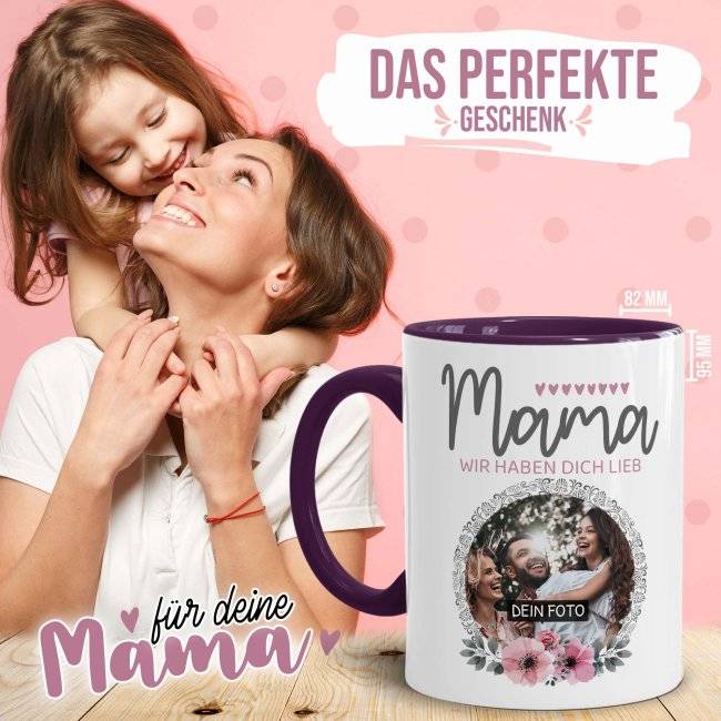 Tassendruck für Mama - Wir haben dich lieb - mit Foto selbst gestalten Super Rabatt