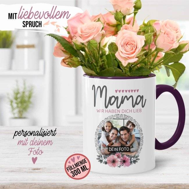 Tassendruck für Mama - Wir haben dich lieb - mit Foto selbst gestalten Super Rabatt