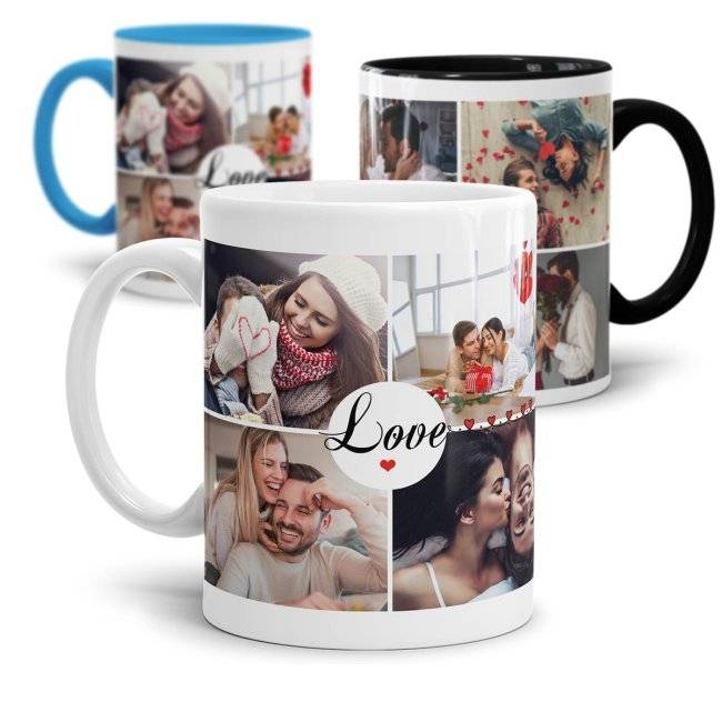 Tassendruck Fototasse - LOVE - zum selbst Gestalten mit 8 Fotos Clearance-Verkauf