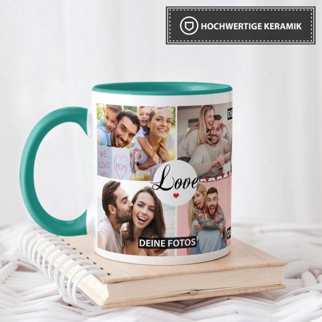 Tassendruck Fototasse - LOVE - zum selbst Gestalten mit 8 Fotos Clearance-Verkauf