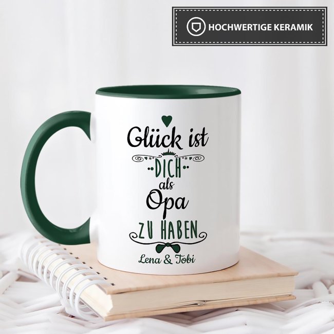 Tassendruck mit Namen und Foto - Glück ist, Dich zu haben - männlich Black Friday Preise