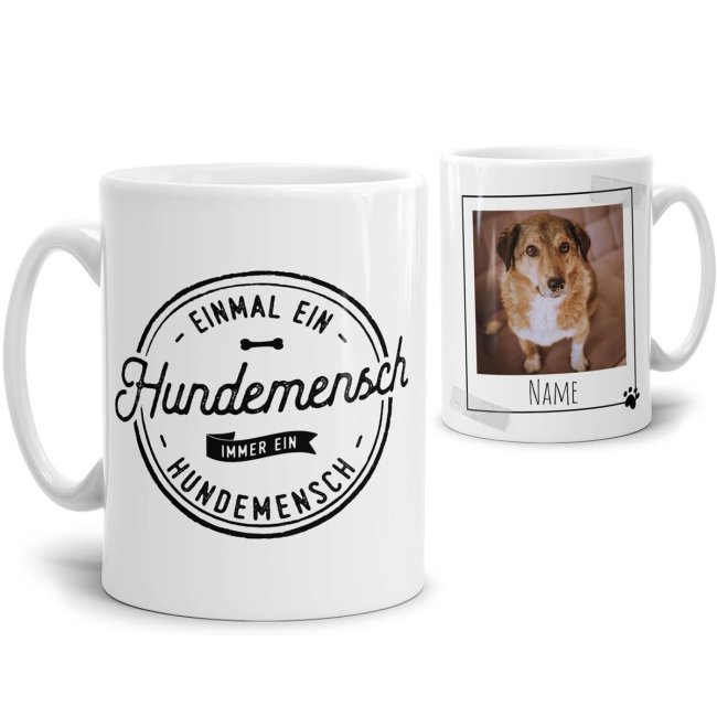 Tassendruck mit Spruch - Hundemensch - mit Foto & Name