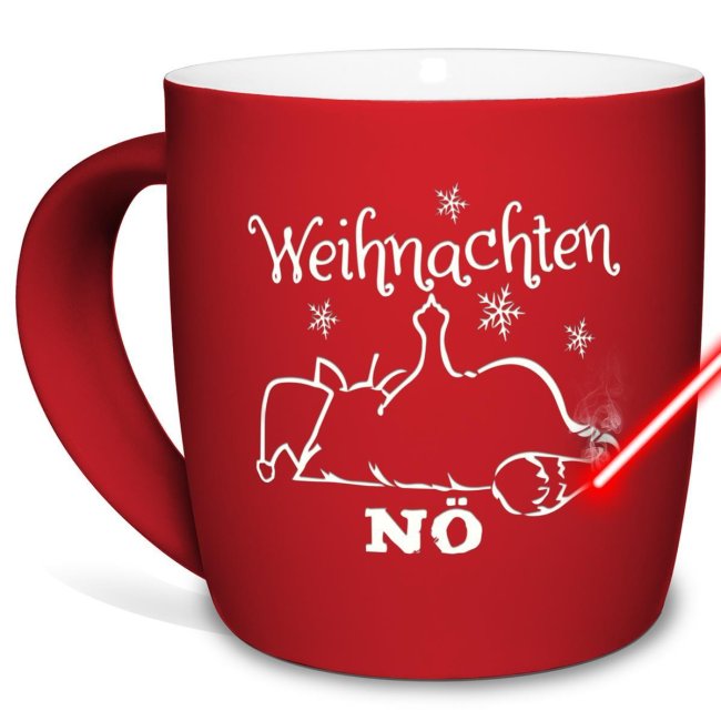 Tassendruck Gummierte - Nö-Katze zeigt Mittelfinger Weihnachten