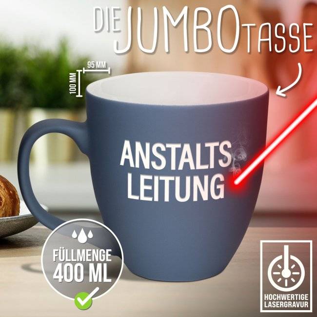 Tassendruck Samtig-matte Porzellantasse mit Gravur - XXL Jumbotasse - Anstaltsleitung - Softtouch-Effekt Hotsell