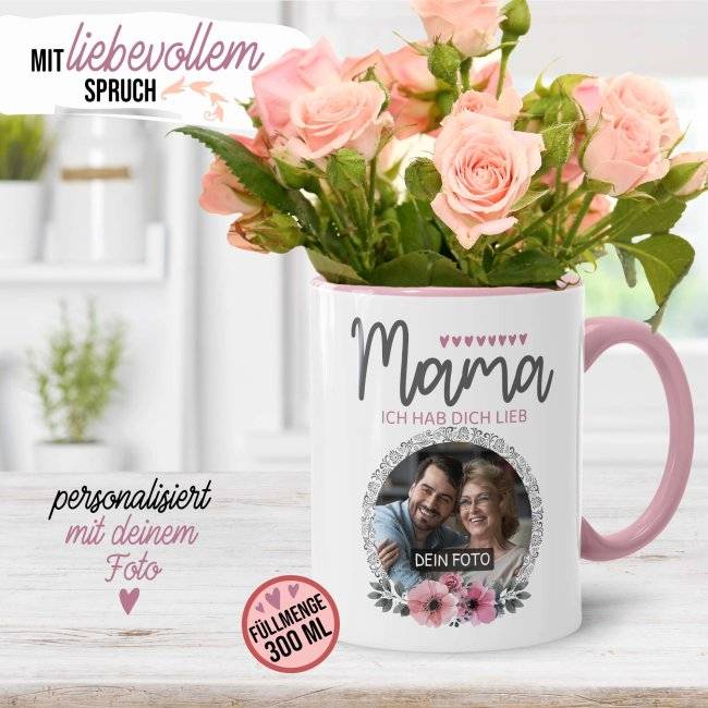 Tassendruck für Mama - Ich hab dich lieb - mit Foto selbst gestalten Sonderangebot
