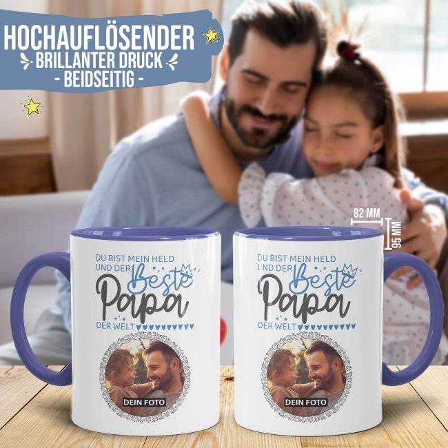 Tassendruck für Papa - Mein Held - mit Foto gestalten Günstig kaufen