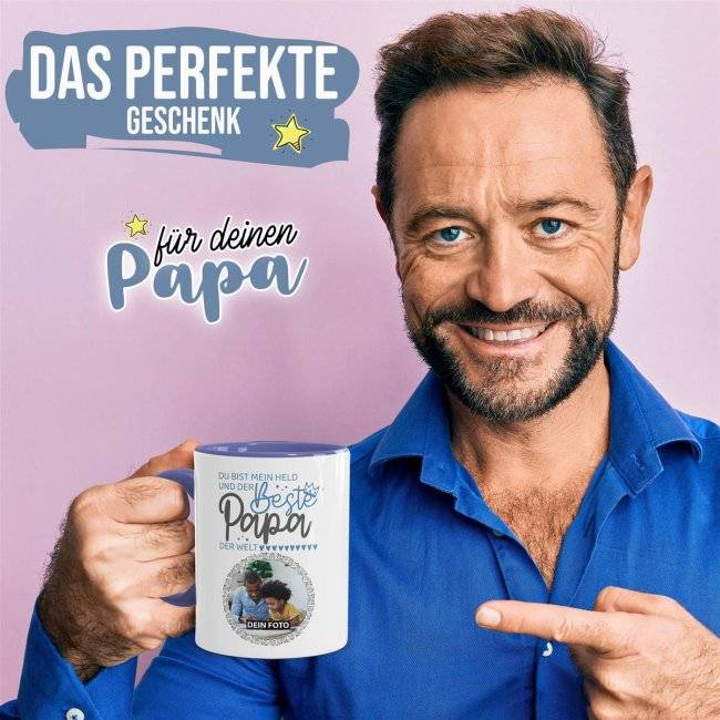 Tassendruck für Papa - Mein Held - mit Foto gestalten Günstig kaufen