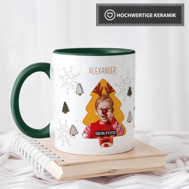 Tassendruck Weihnachtstasse mit Fotocollage - mit Wunschtext, Name und Datum Online Shopping
