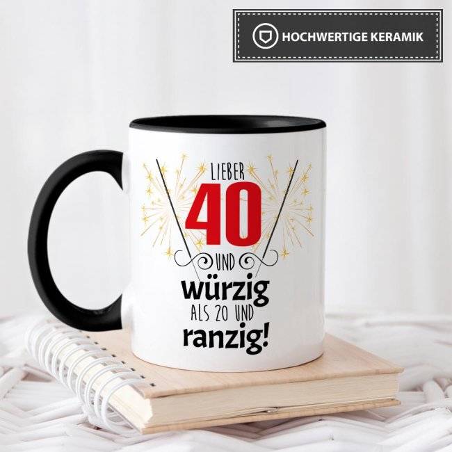 Tassendruck zum 40. Geburtstag mit Foto - Lieber 40 statt 20 Weihnachtsangebot