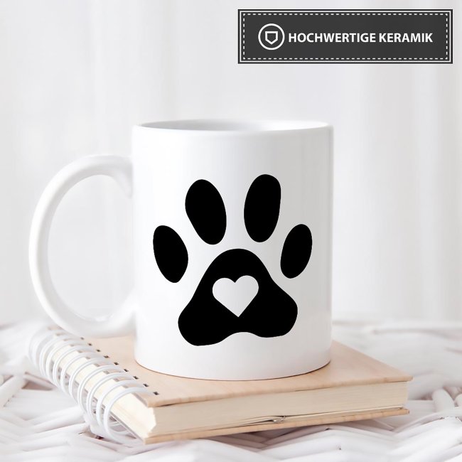 Tassendruck mit Spruch - Pfote - mit Foto & Name Osterangebot