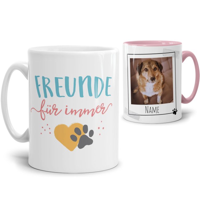 Tassendruck mit Spruch - Freunde für immer - mit Foto & Name