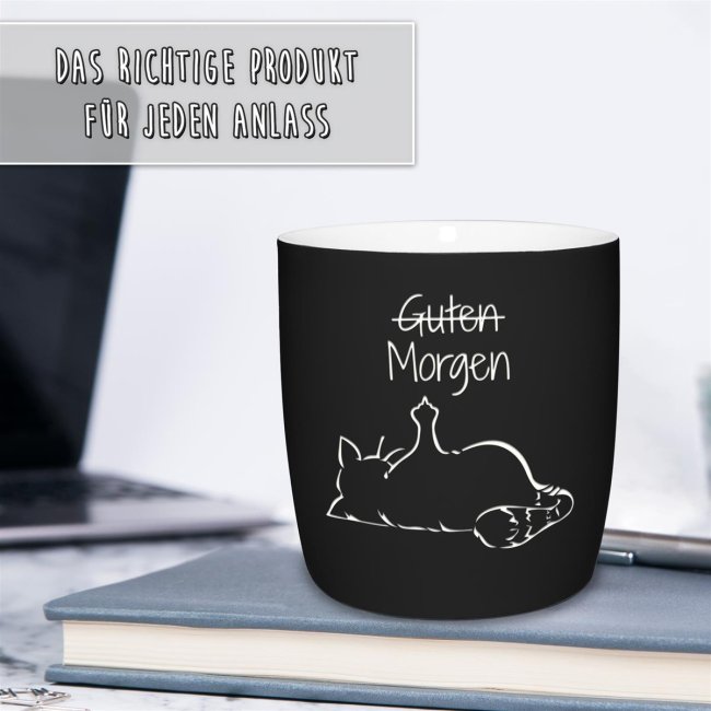 Tassendruck mit Lasergravur - Morgen-Katze Super Rabatt