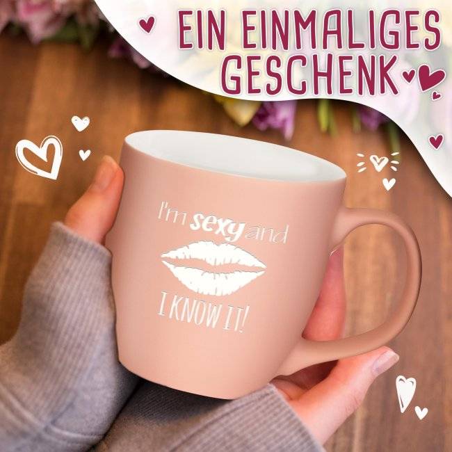 Tassendruck Samtig-matte Porzellantasse mit Gravur - XXL Jumbotasse - I'm sexy - Softtouch Effect Speichern exportieren