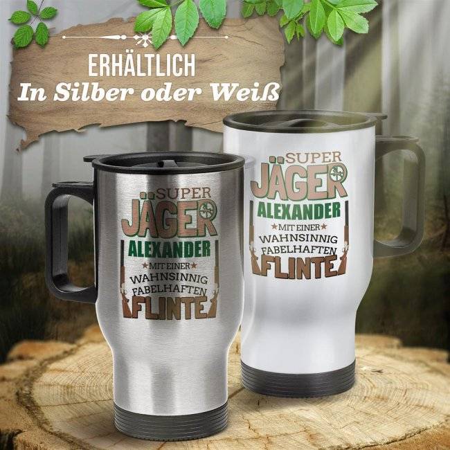 Tassendruck Edelstahl-Thermobecher - Super Jäger mit fabelhafter Flinte - mit Name personalisierbar im Angebot