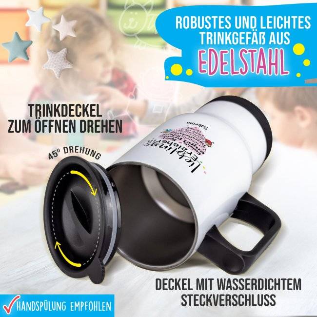Tassendruck Thermobecher für Erzieherin - Lieblingserzieherin - mit Name personalisierbar - Weiß Meist gekauft