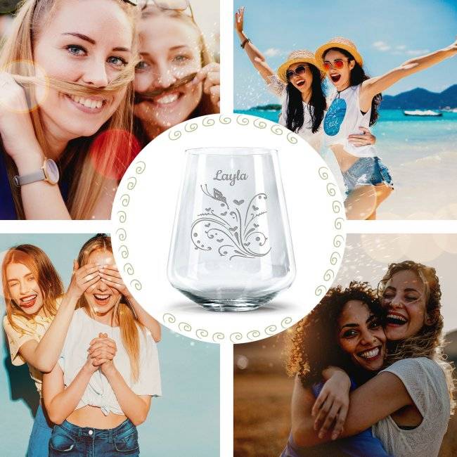Tassendruck Trinkglas mit Gravur - Schmetterling - mit Name personalisierbar Lagerräumung