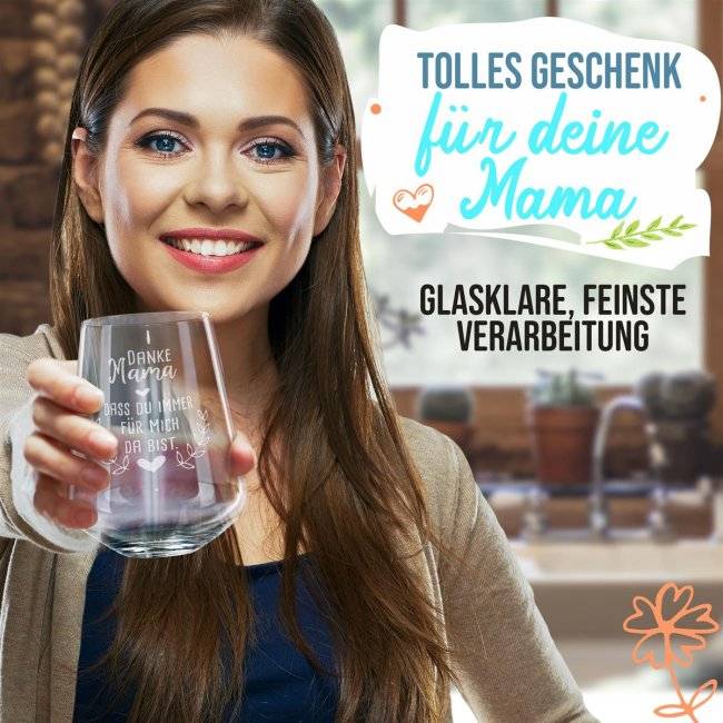 Tassendruck Trinkglas mit Gravur für Mama mit Spruch - Danke Mama Heißer Verkauf