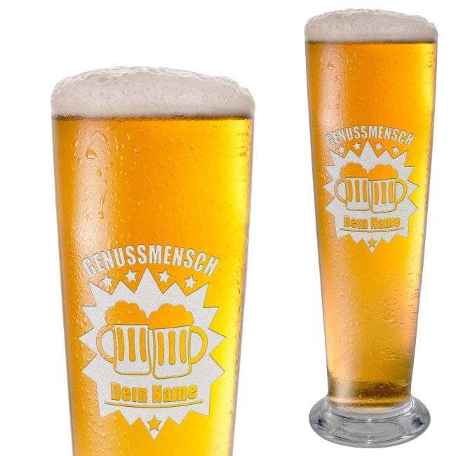 Tassendruck Graviertes Bierglas mit Name - Genussmensch Zeitlich begrenztes Angebot