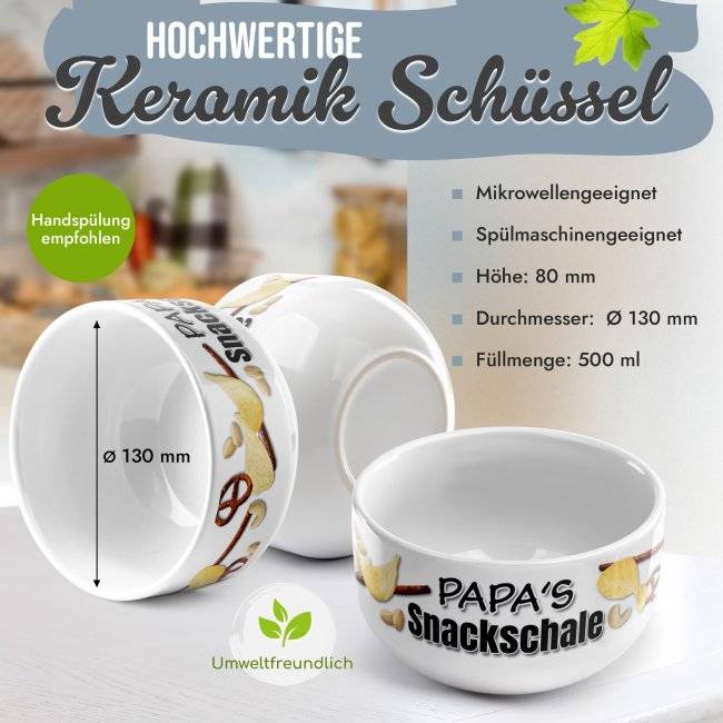 Tassendruck Müslischüssel - Papas Snackschale salzig - 500 ml Neuheiten