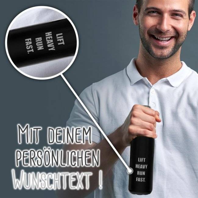 Tassendruck Schwarze Trinkflasche aus Glas mit Text gravieren - 650 ml Tägliche Deals
