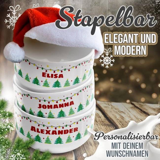 Tassendruck Müslischüssel - Frohe Weihnachten - mit Name - 500 ml Letzter Tag