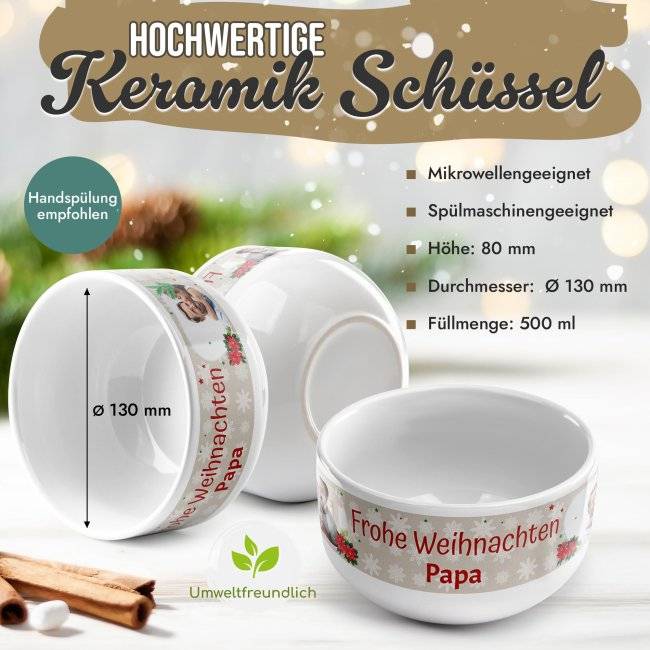 Tassendruck Müslischüssel - Frohe Weihnachten - mit Name und Foto - 500 ml Zeitbegrenzte Promotion