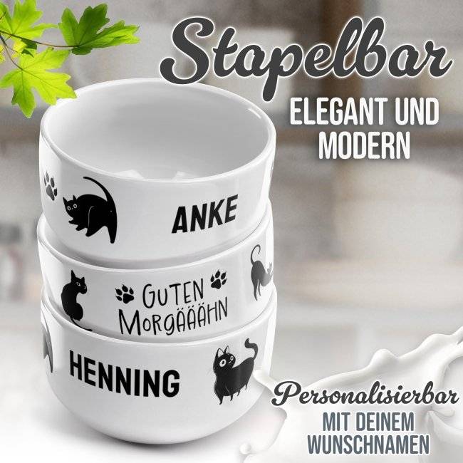 Tassendruck Müslischüssel - Katze Guten Morgääähn - mit Name - 500 ml Bis zu 65% Rabatt