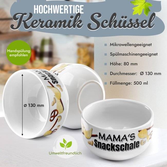 Tassendruck Müslischüssel - Mamas Snackschale salzig - 500 ml Nur für heute