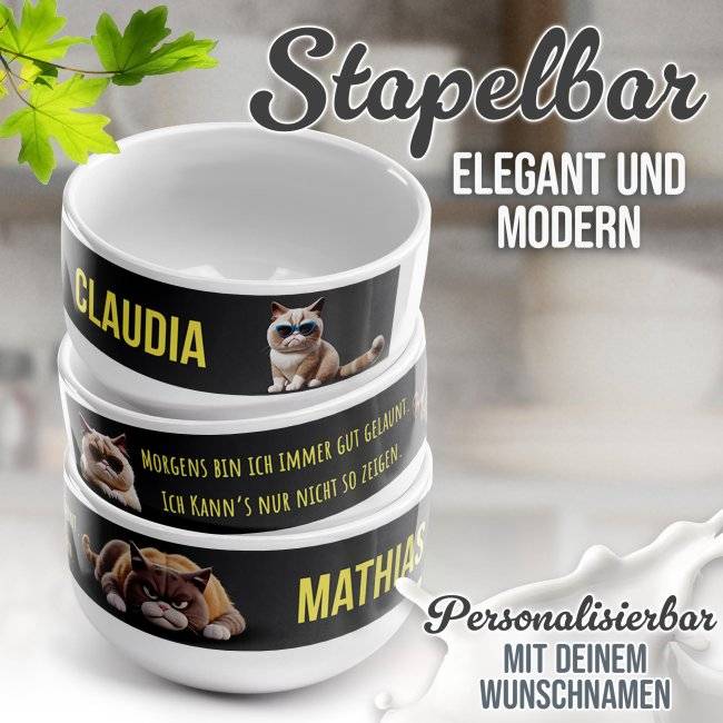 Tassendruck Müslischüssel - Morgens gut gelaunt - mit Name - 500 ml Bis zu 55% Rabatt