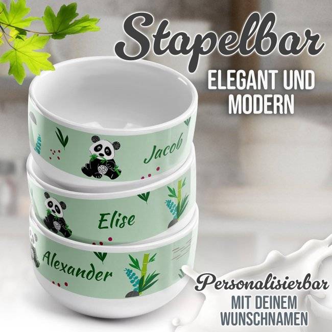 Tassendruck Kinder-Müslischüssel - Panda - mit Name - 500 ml Nur noch ein Tag übrig