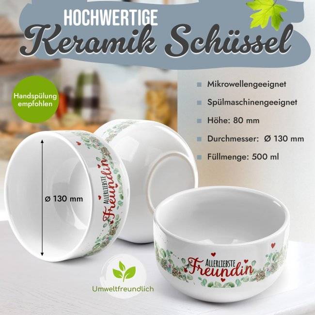 Tassendruck Müslischüssel - Allerliebste Freundin - 500 ml Speichern exportieren