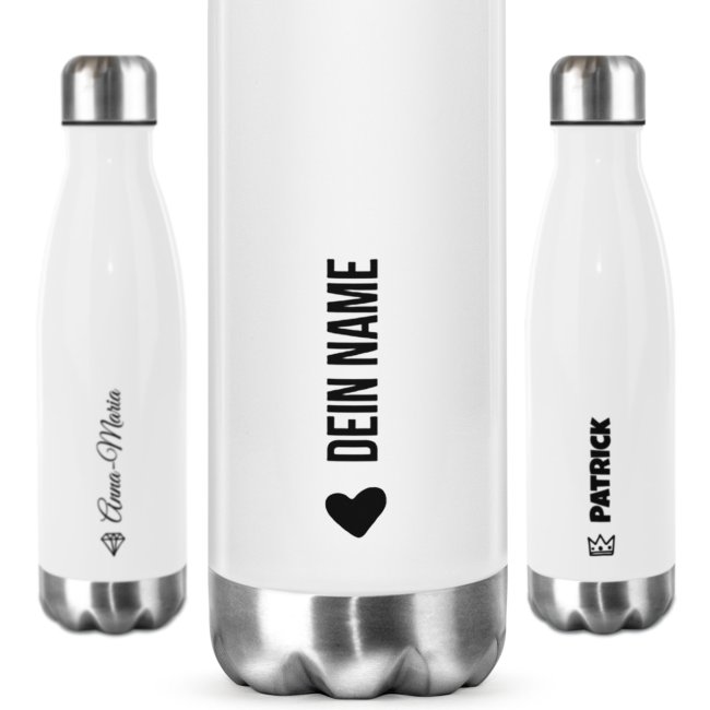 Tassendruck Edelstahl-Trinkflasche individuell mit Name und Symbol Fabrikverkauf