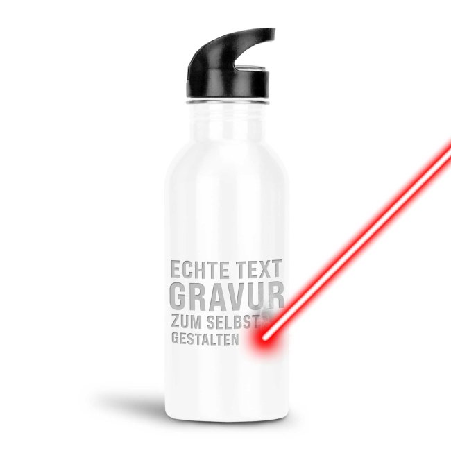 Tassendruck Edelstahl-Trinkflasche mit Gravur - weiß Meist gekauft