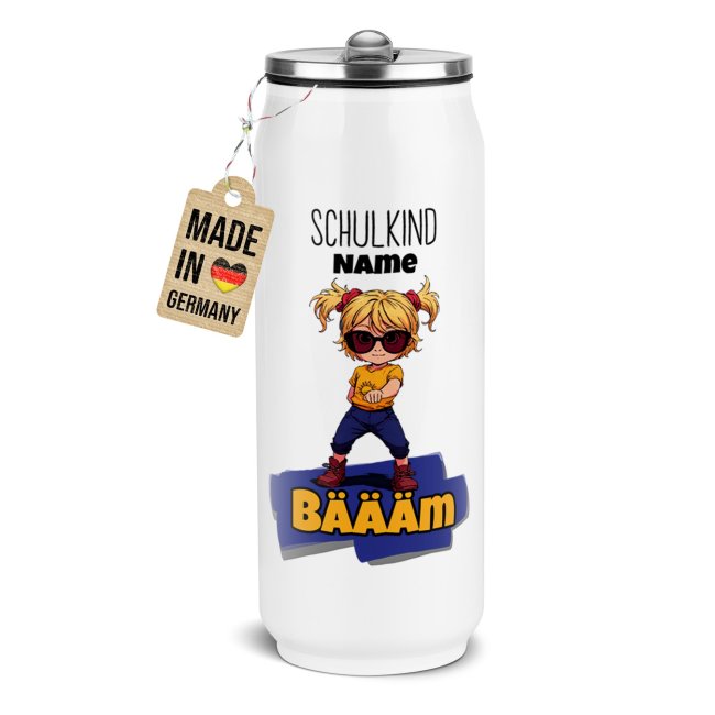 Tassendruck Cola-Dose - Schulkind Bäääm Girl - mit Name - Weiß 420 ml Online Shopping