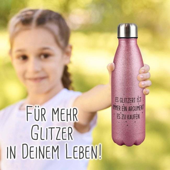Tassendruck Glitzer-Trinkflasche mit Spruch - Es glitzert ist ein Argument es zu kaufen Osterangebot