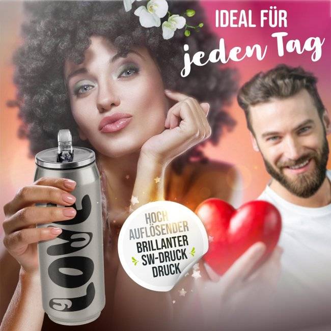 Tassendruck Trinkflasche aus Edelstahl - Love - verschiedene Farben, 420 ml Neueste Mode