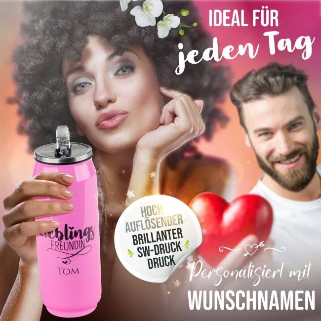 Tassendruck Trinkflasche Edelstahl - Lieblingsfreundin - mit Name - verschiedene Farben, 420 ml Große Rabatte