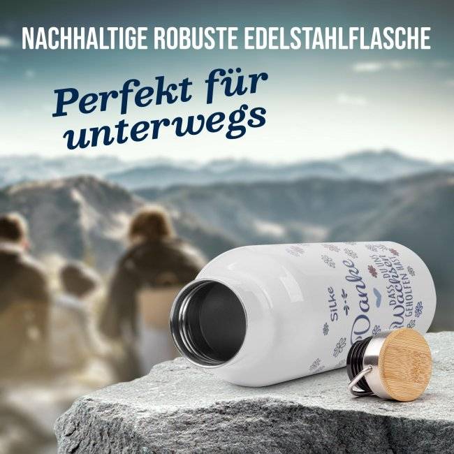 Tassendruck Trinkflasche mit Bambusdeckel - Danke, dass du mir geholfen hast - Erzieherin - mit Name Super Sparpreis